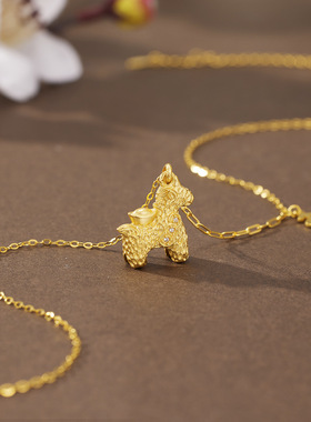 马上有钱项链s925纯银镀黄金色小马时尚百搭本命年生肖马女锁骨链