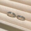 S925 sterling silver jewelry seven-grain rice necklace aged gold electroplated ring ring earrings clavicle chain three-piece set