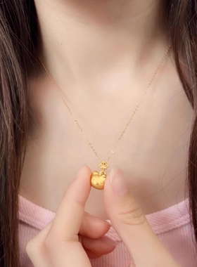 黄金包银黄金色卡通皇冠猫项链helloKitty猫头女简约可爱KT猫吊坠