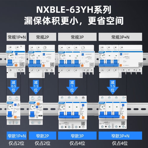 正泰小型漏电保护器NXBLE-63YH家用1P+N 32A两位空气开关带漏保2p - 图0