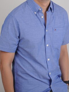 Clearance sale tommy tommy hilfiger american men's short-sleeved cotton shirt business gentleman casual shirt