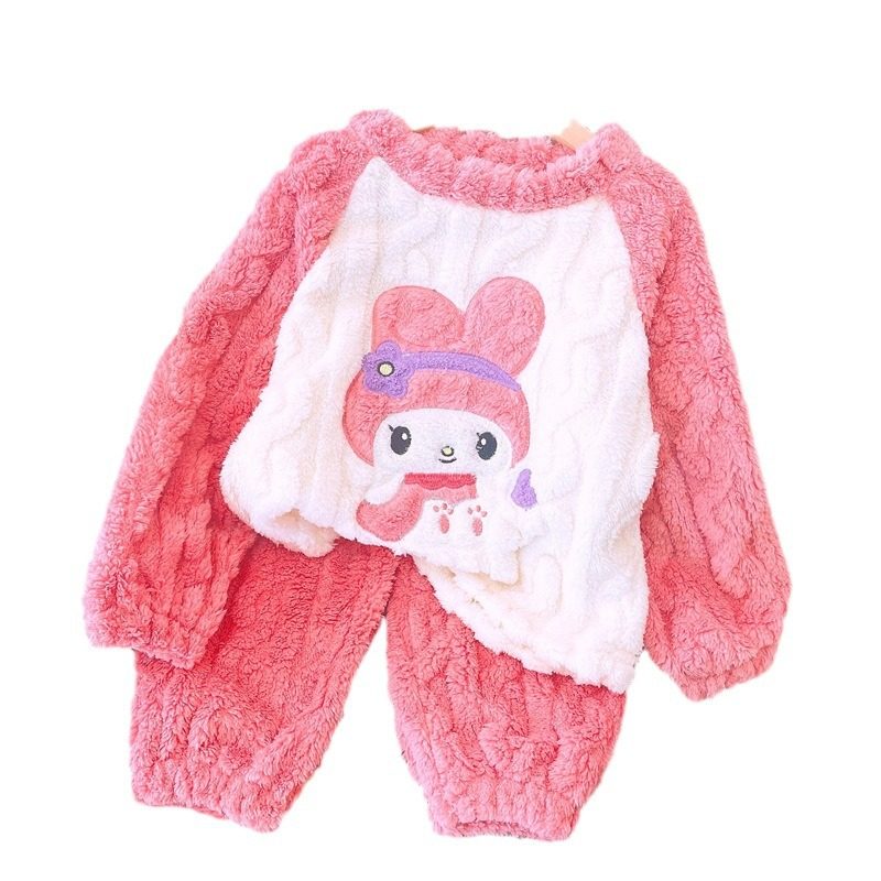 男女中大童家居服套装2026冬季新款加厚珊瑚绒卡通睡衣洋气两件套,淘宝优惠券,粉丝福利购,淘宝优惠卷