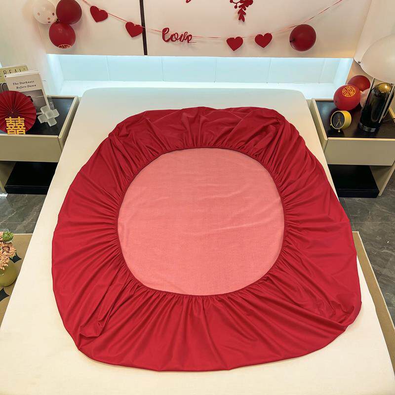 结婚庆大红色床罩单件床笠席梦思保护套防滑床垫套子1.5m1.8m,淘宝优惠券,粉丝福利购,淘宝优惠卷