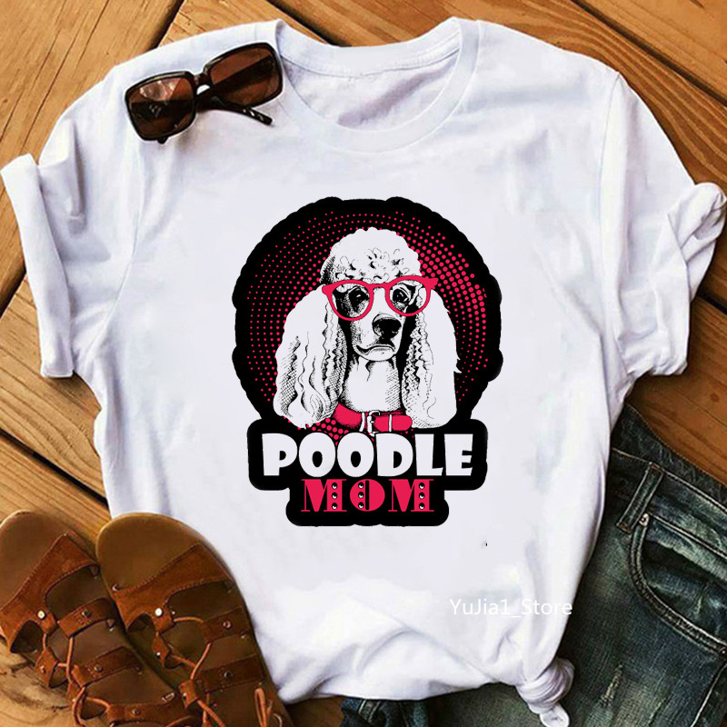 Cute poodle Women Tshirt夏季可爱狮子狗薄款女式时尚上衣女T恤 - 图0