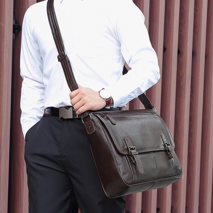 原创手工真皮单肩包复古头层牛皮斜挎包男包带盖商务休闲包邮差包,淘宝优惠券,粉丝福利购,淘宝优惠卷