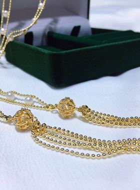 简约气质OL风毛衣链颈链  14k注金材质多种佩戴5-6高品质淡水珍珠