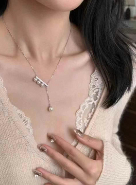 【TASAKI平衡木】天然珍珠5-6mm极光淡水A K，纯银微镶锆石项链