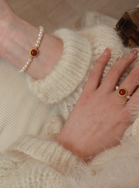 新中式南红天然淡水珍珠珍珠手链2024新款时尚高级感福气手饰女