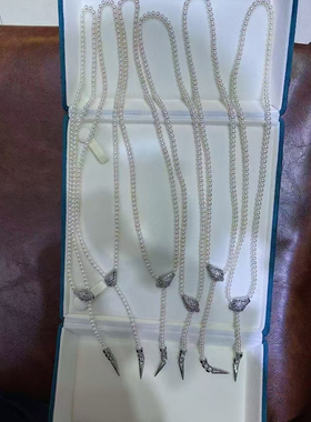 新款天然珍珠灵蛇毛衣链加长版，4mm天然baby珍珠66cm长度可调节