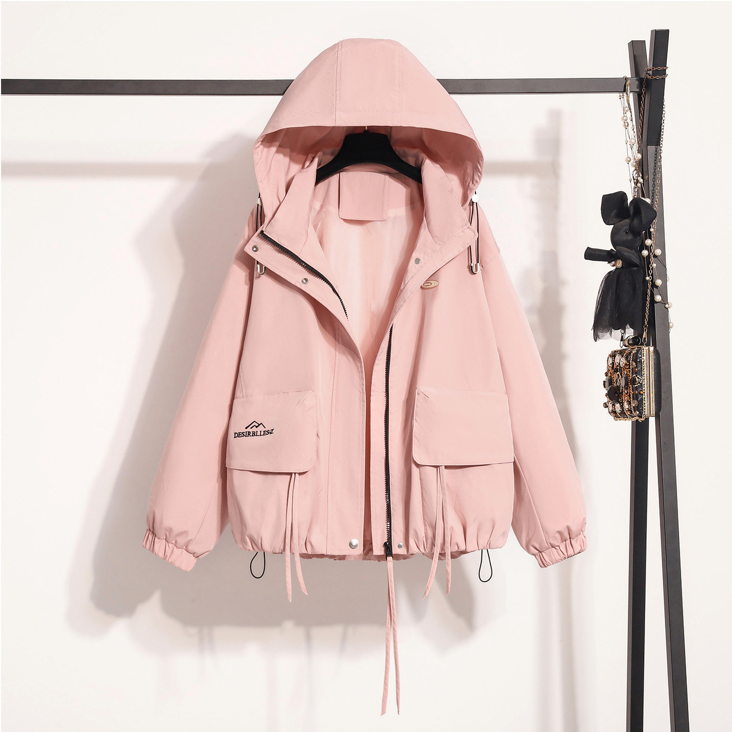 胖MM大码女装2025年春秋新款帅气宽松减龄显瘦连帽休闲风衣外套潮,淘宝优惠券,粉丝福利购,淘宝优惠卷