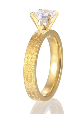 新泱情侣不锈钢珍珠砂镶钻对戒