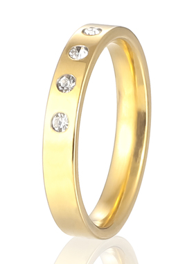 新泱情侣钛钢简约锆石戒指