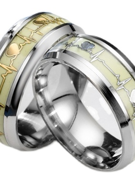 时尚韩版不锈钢夜光发光戒指