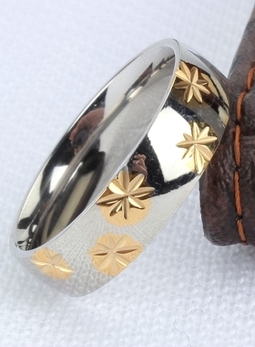 不褪色男士钛钢可刻字镜面戒指