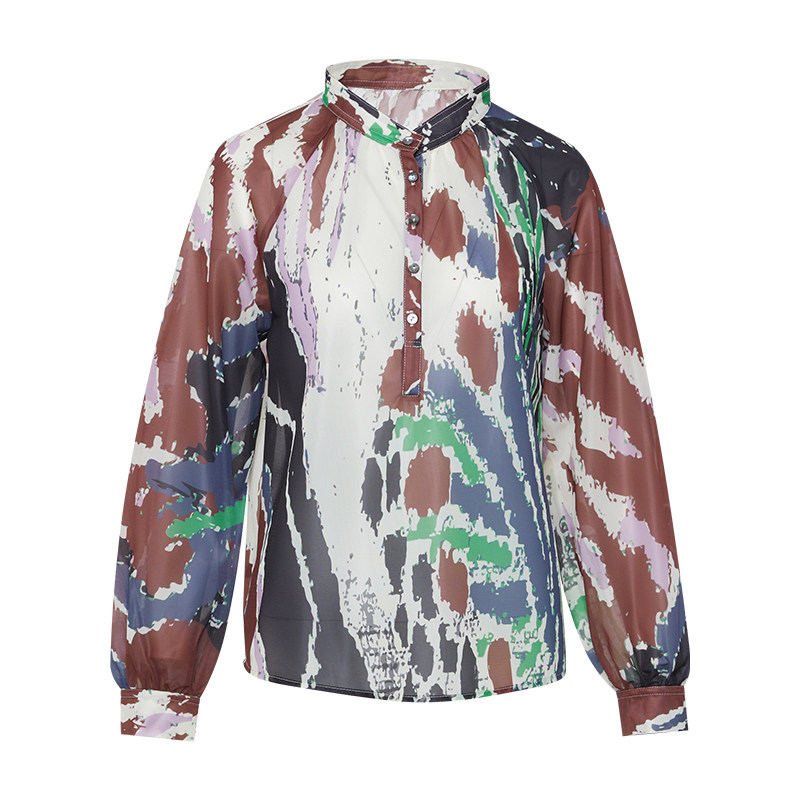 傲丝度印花长袖雪纺衫女2026春装新款百搭休闲衬衣时尚宽松衬衫,淘宝优惠券,粉丝福利购,淘宝优惠卷