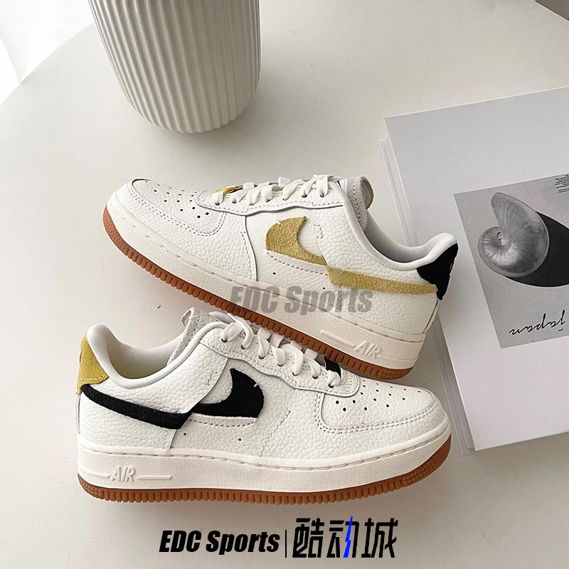 Nike耐克Air Force 1 黑黄鸳鸯断钩AF1空军一号女板鞋BV0740-101 - 图0