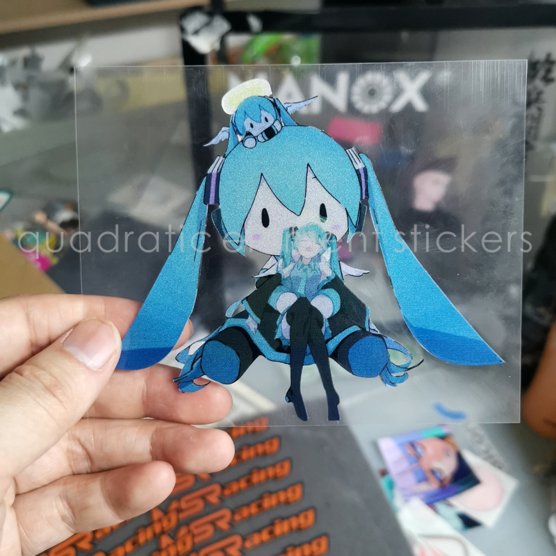 初音未来miku可爱卡哇伊版幻想车贴纸机箱电动车手机电脑装饰卡通-图0