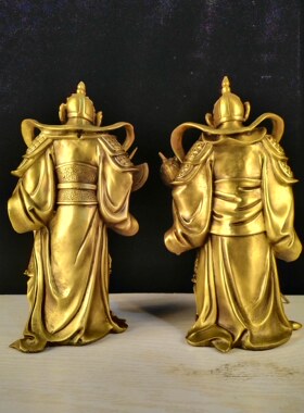 纯铜门神摆件大号秦琼尉迟恭铜像仿古哼哈二将佛像家用供养神像