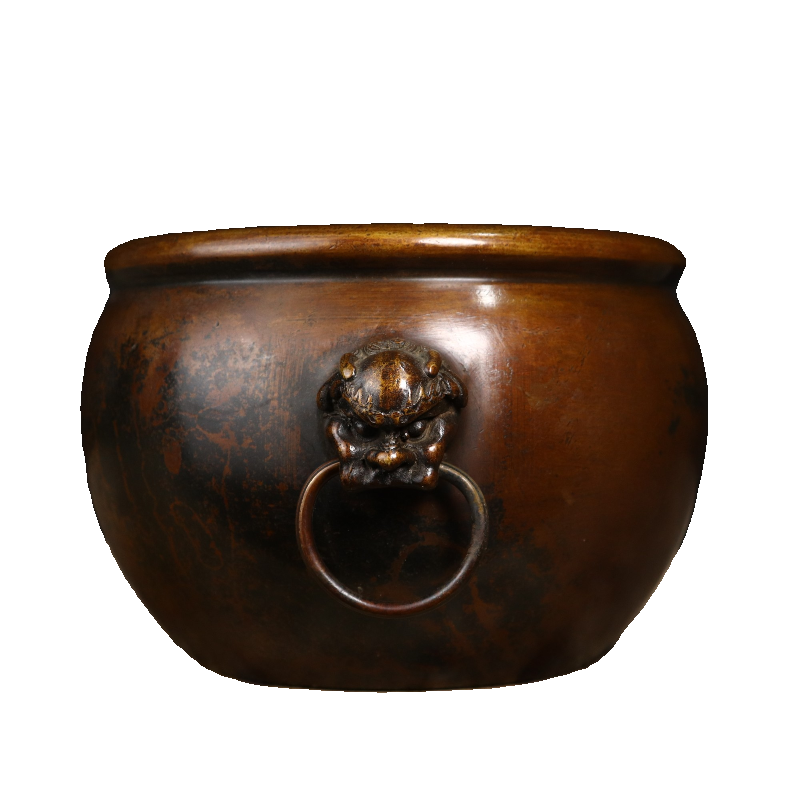 纯铜缸摆件故宫双狮耳环紫铜缸鎏金款仿古铜香炉狮耳招财聚宝盆,淘宝优惠券,粉丝福利购,淘宝优惠卷