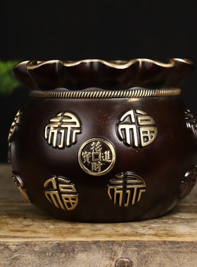 纯铜苏工福袋香炉紫铜聚宝盆