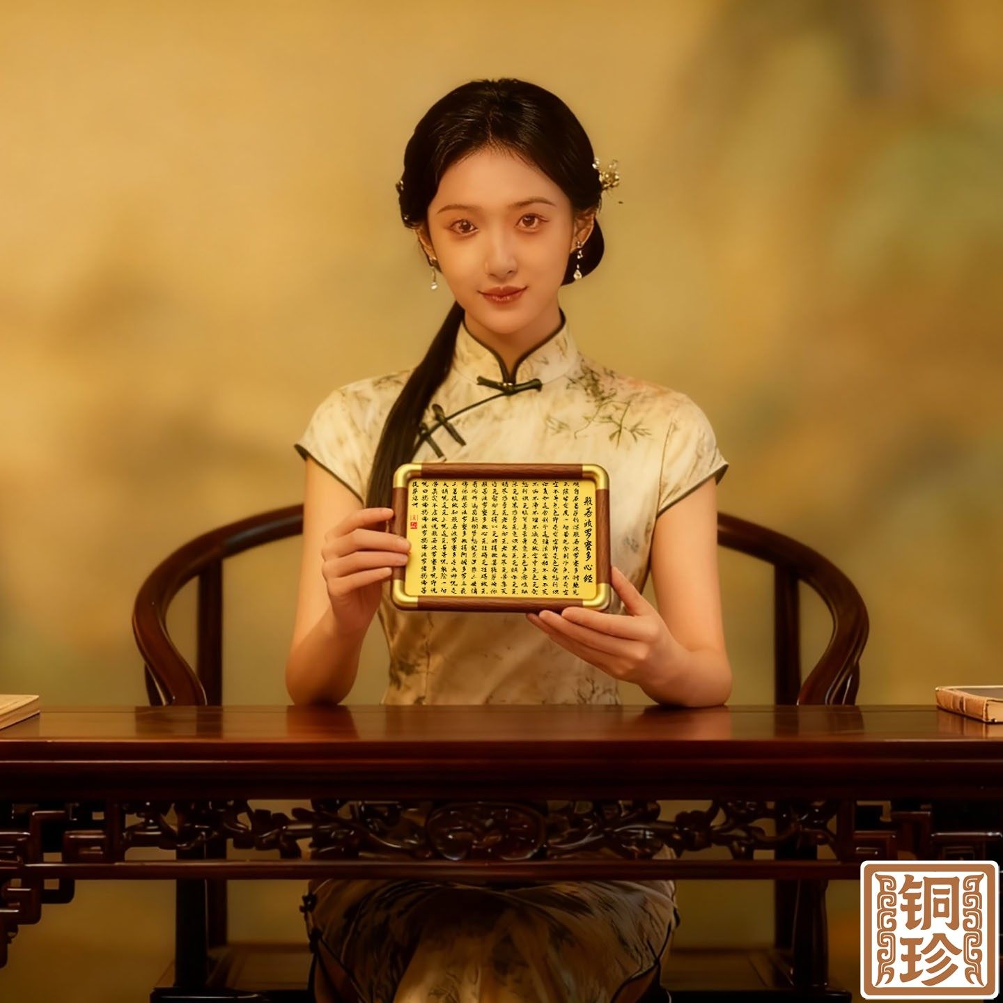 铜珍赵孟頫集字心经铜雕画黄铜雕刻相框摆台客厅办公室禅意摆件,淘宝优惠券,粉丝福利购,淘宝优惠卷