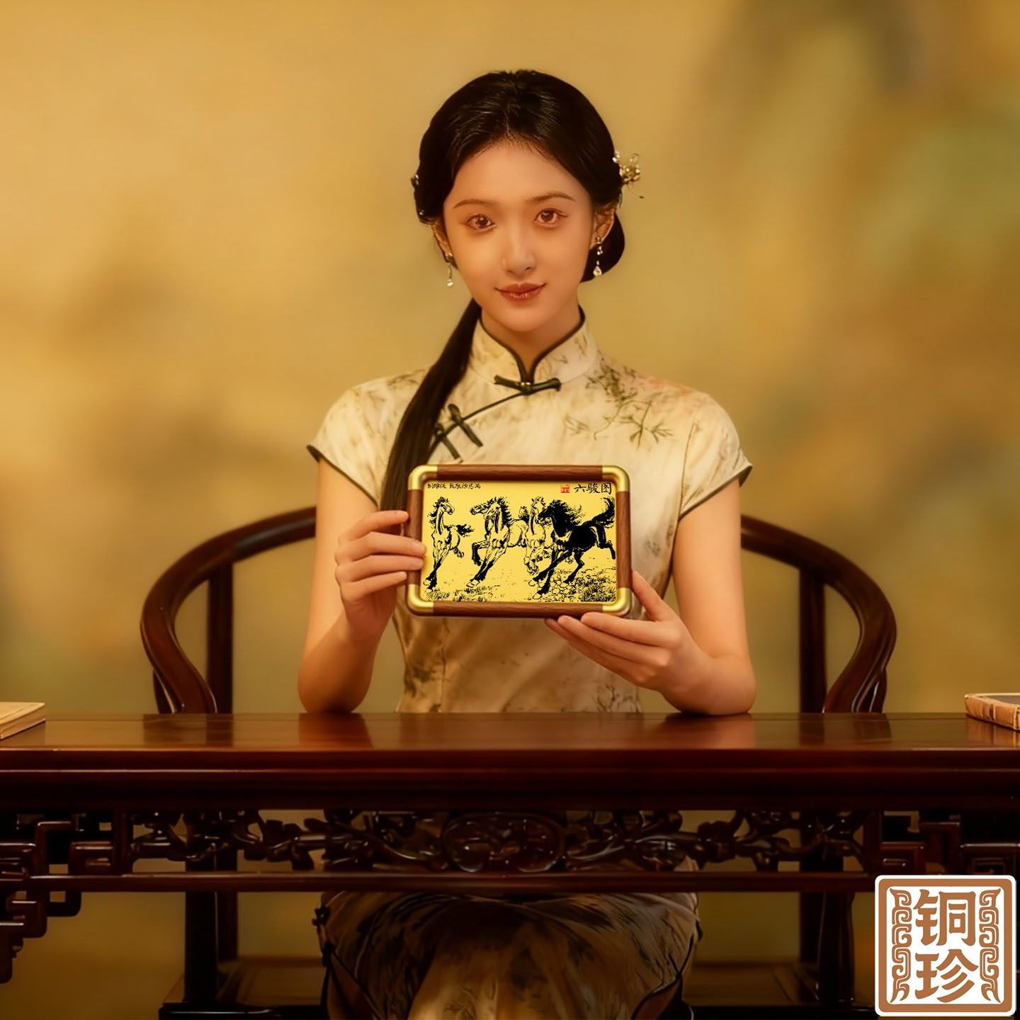 铜珍黄铜徐悲鸿六骏图铜雕画相框摆台中式客厅书房桌面吉祥摆件,淘宝优惠券,粉丝福利购,淘宝优惠卷