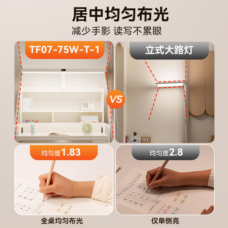 孩视宝夹式台灯书架学生学习专用儿童书桌护眼灯夹子TF07-75W-T-1