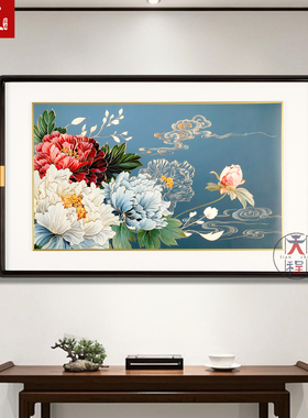 餐厅铜雕画牡丹花客厅装饰画