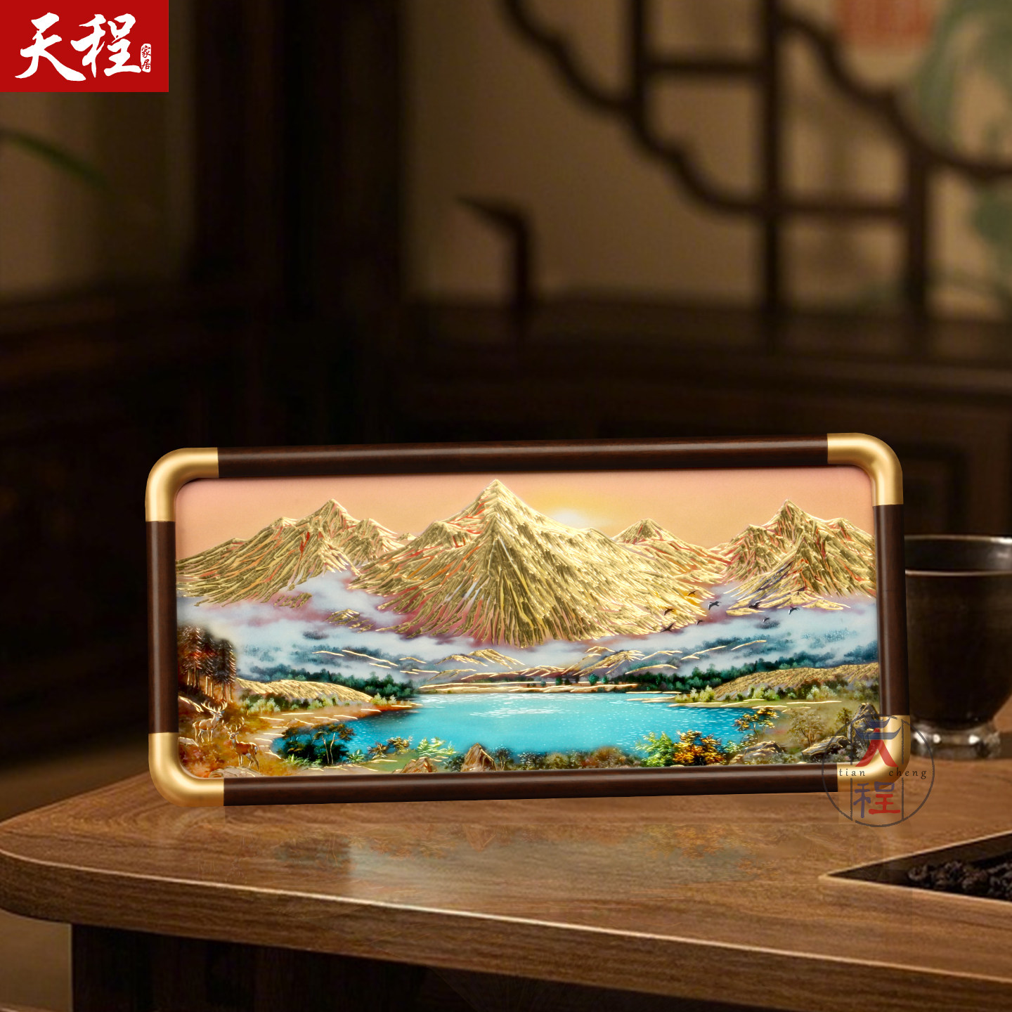 铜雕相框摆台日照金山非遗手工艺铜板画办公室客厅桌面摆件送礼品,淘宝优惠券,粉丝福利购,淘宝优惠卷