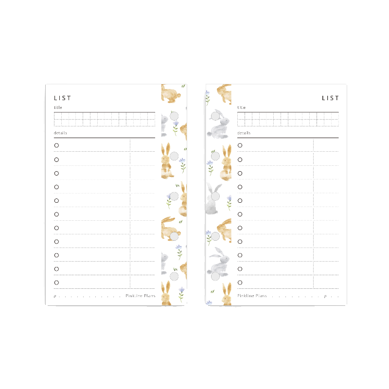 可爱兔子原创活页替芯月计划清单方格横线A5678slim奇葩手账内页-图3