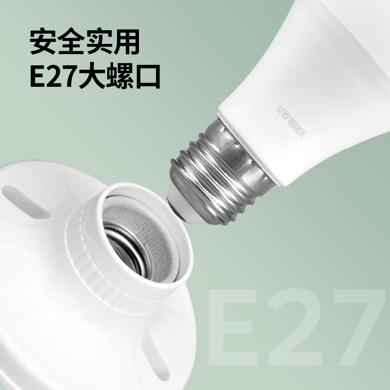 86型e27螺口明暗装全陶瓷灯座灯头led光源灯泡底座固定通用防水 - 图0