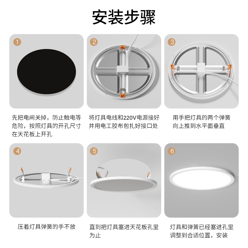 自由开孔面板灯超薄可调筒灯6w8w15w20w3寸4寸6寸圆形嵌入式孔灯 - 图2