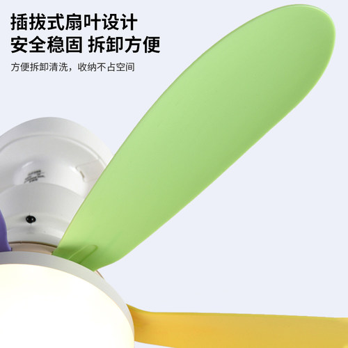 家用宿舍LED遥控小型吊扇灯泡E27螺口灯头一体电风扇灯大风叶静音 - 图2