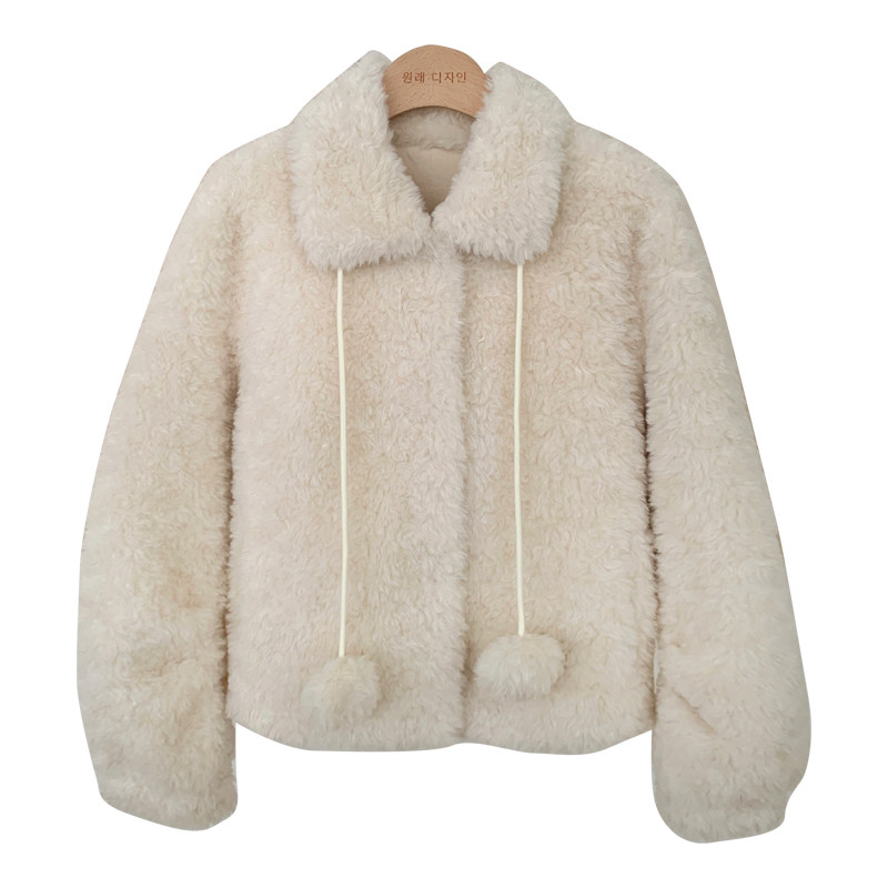 花花家韩系2025秋冬新款甜美翻领毛毛百搭保暖外套女宽松短款上衣,淘宝优惠券,粉丝福利购,淘宝优惠卷