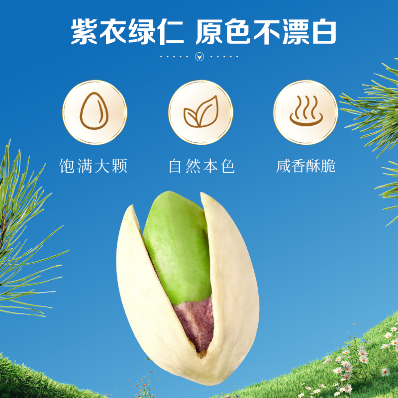 百草味大颗粒开心果500g罐装健康坚果批发干果小吃零食原色无漂白