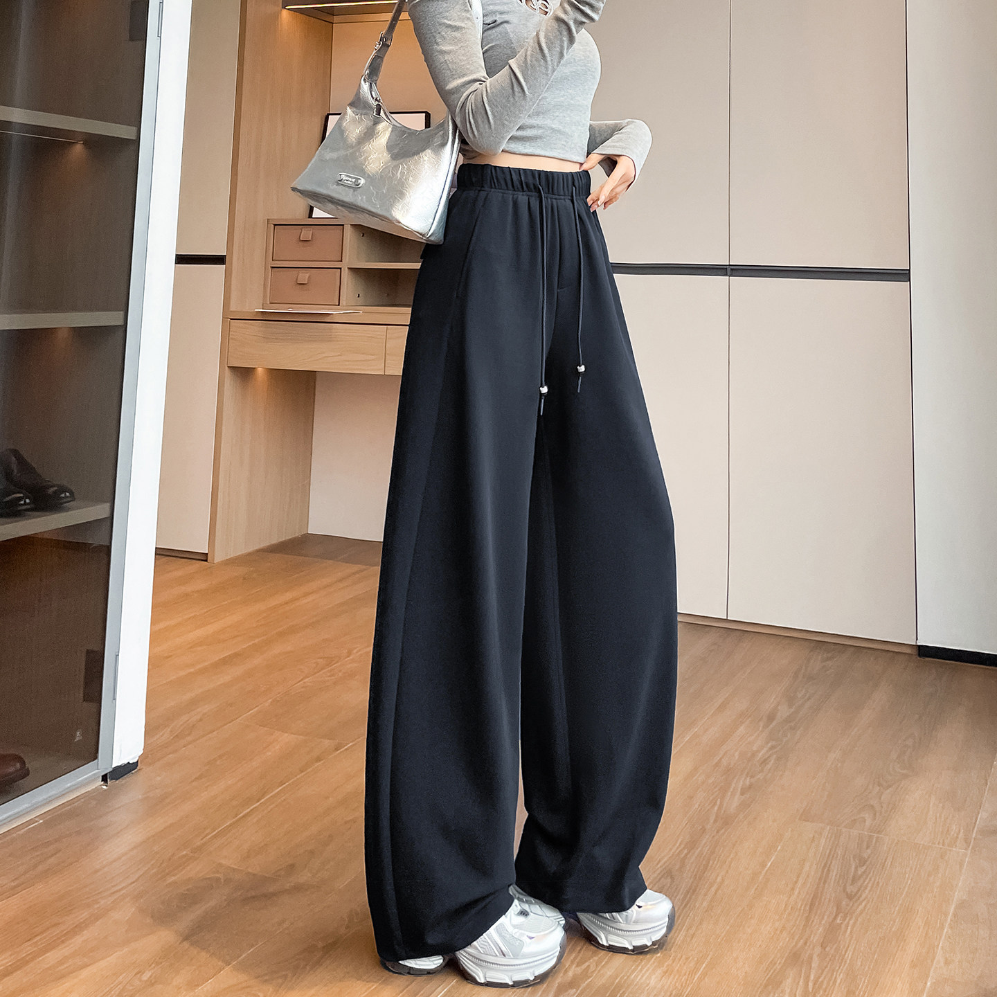 高腰弯刀裤女阔腿裤2026春秋新款宽松显瘦垂感香蕉裤百搭休闲长裤,淘宝优惠券,粉丝福利购,淘宝优惠卷