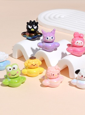 卡通电镀三丽鸥飞机立体萌粒树脂摆件diy电脑桌面车载装饰小摆件