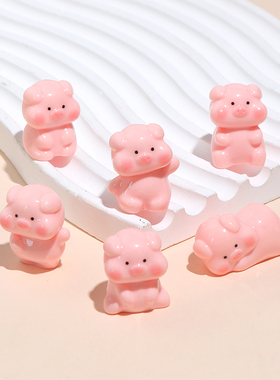 亮面卡通可爱粉色小猪立体动物树脂摆件创意电脑桌面车载装饰摆件