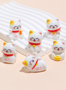 卡通可爱招财猫立体树脂微景观摆件创意电脑桌面车载装饰品小摆件