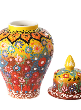 土耳其进口vono艺术堆塑陶瓷罐瓶