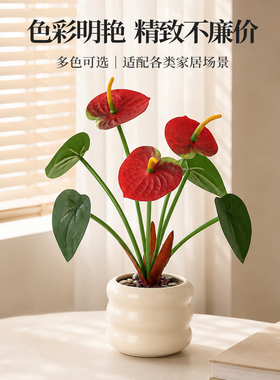 红掌仿真绿植桌面盆栽高级感装饰