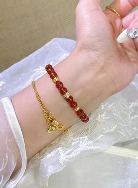 天然巴西橙红石榴石手链