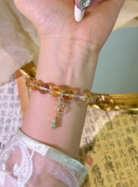 巴西黄水晶手链女正品黄塔晶手串