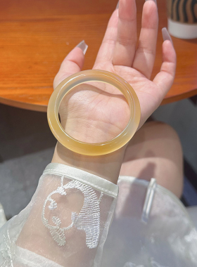 天然黄高冰玛瑙翡翠手镯女