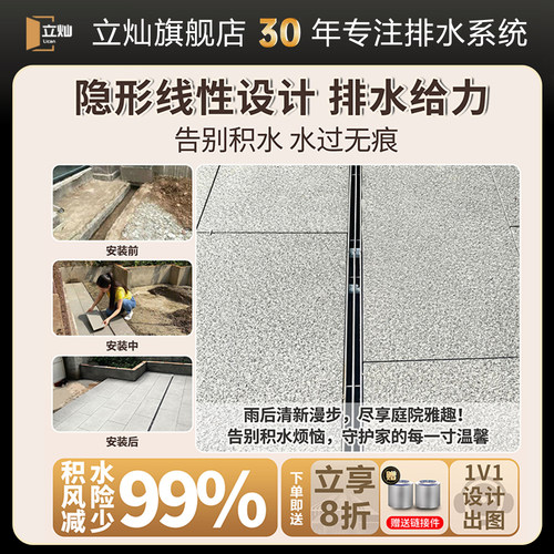 不锈钢排水槽u型槽加厚线性排水沟阳台地漏户外格栅庭院盖板沟槽 - 图1