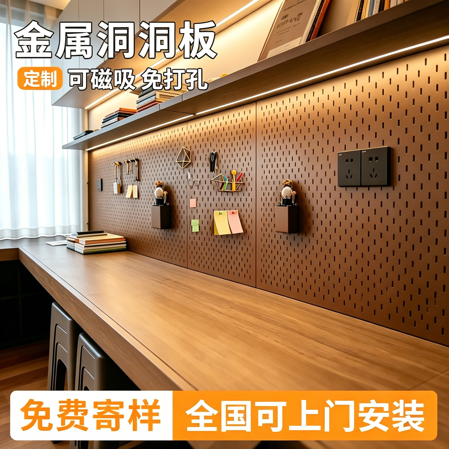 Desk hole board gaming room wall shelf customization