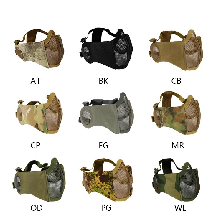 军迷游戏半脸钢丝网护脸护耳一体面具战术户外CS防护透气面罩 - 图2