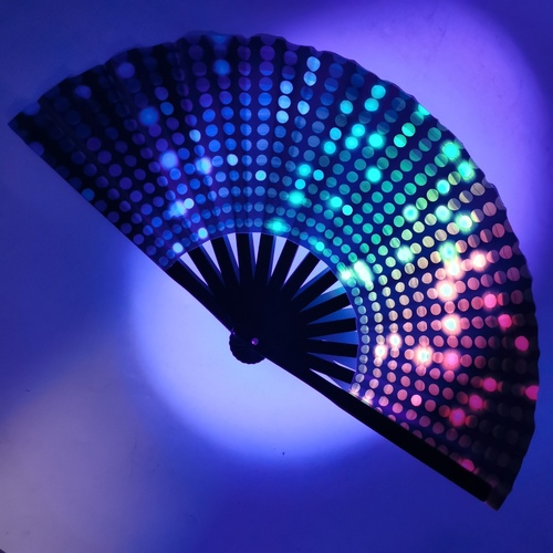 电音节蹦迪扇荧光扇夜店夜光扇UV折扇Fluorescentfan