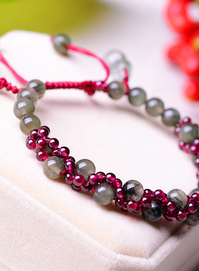 石榴石民族风单圈天然水晶手串