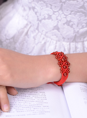 臻唯天然红玛瑙红绳手